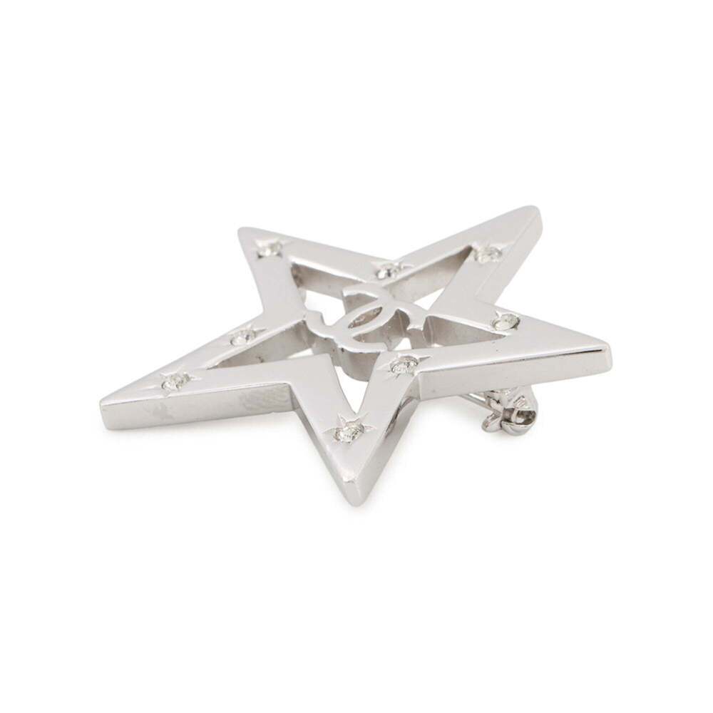 CHANEL Silver Logo Brooch - Picture 2 of 9